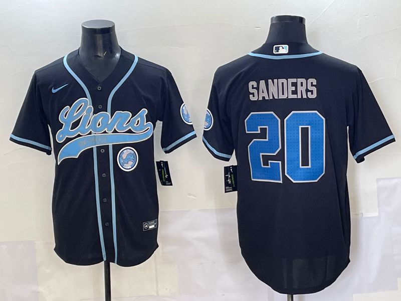 Men 2025 Detroit Lions 20 Sanders Black joint name 2024 Nike Limited NFL Jersey style 7